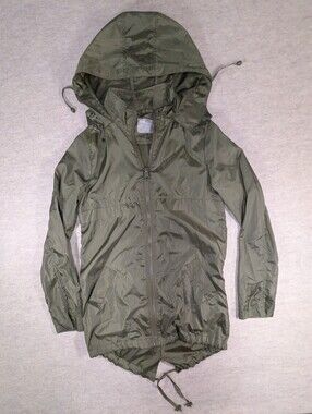 ASOS Olive Green Lightweight Windbreaker Hooded Zip Jacket Outdoor Walking Sz 2